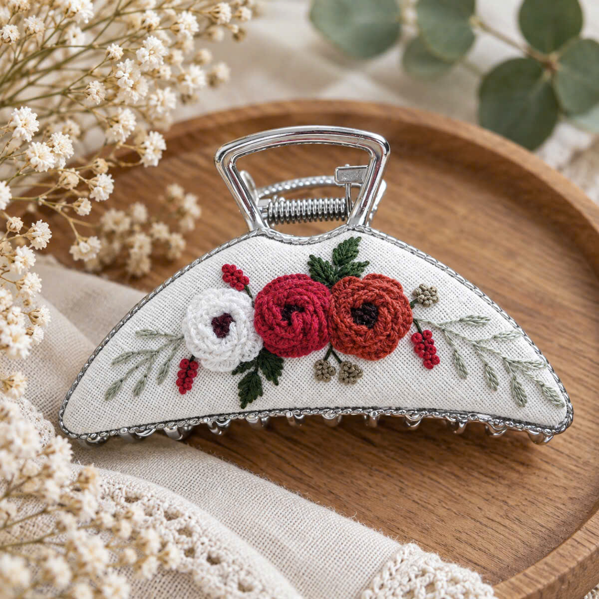 Hand-Embroidered Apron, Linen Cotton Apron